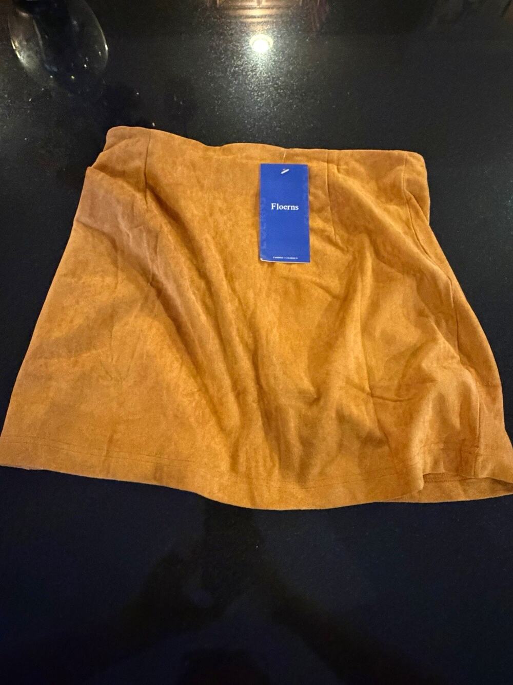 Floerns Brown Faux Suede Mini Skirt Womens Size S Solid Zip Zipper Accent